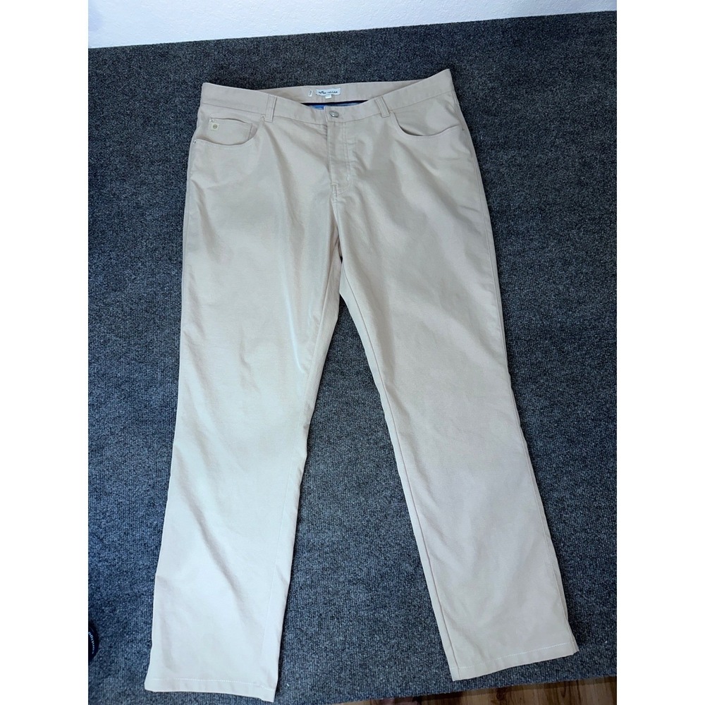 Peter Millar Performance Five Pocket Pants Mens 38x34 Stone Khaki Golf Trousers
